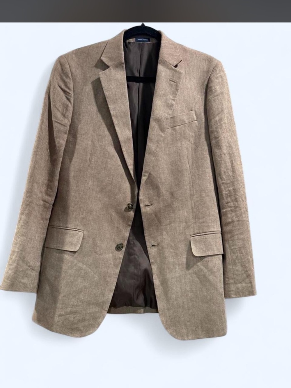 Stafford Taupe Linen-Blend Two-Button Blazer